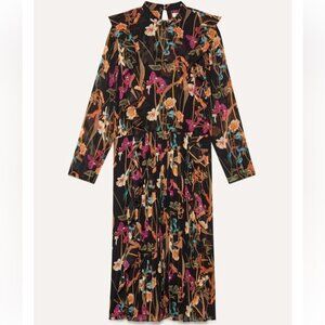 Artizia Little Moon Orchid Floral Midi Long Sleeve Drop Waist Dress